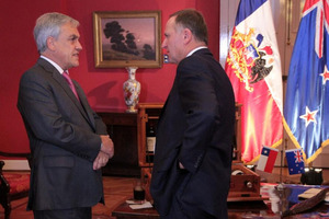 New Zealand Prime Minister John Key meets with Chilean President Sebastian Pinera in Santiago. Photo / Supplied
