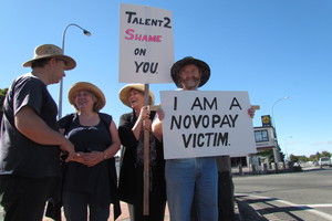 Victims of Novopay problems protest in the Central Taranaki region. Photo / Supplied