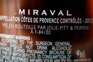 The names of Brad Pitt and Angelina Jolie are printed on a bottle of Miraval, Cote de Provence rose wine.Photo / AP