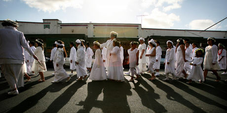 Pacific Islanders celebrate White Sunday (Children's Day) at Avondale Union Parish. Photo / Natalie Slade