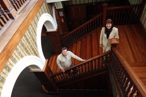 Mark Simmonds and his wife Bronwyn Paul cannot get earthquake cover for their renovated Edwardian building, the former Wanganui Gentlemen's Club. Photo / APN