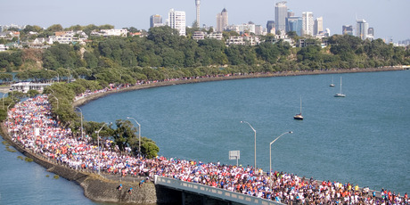 Barcodes on race numbers will be scanned as people cross the finish line. Photo / Richard Robinson