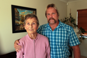 Dave Hallie with his mother Thea. Photo / Doug Sherring