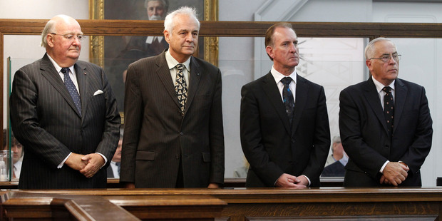 Lombard Finance directors Lawrence Bryant, Bill Jeffries, Michael Reeves and Douglas Graham are challenging their convictions. Photo / Mark Mitchell