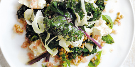 Kale and lentil salad with shallot dressing. Photo / Donna Hay Magazine