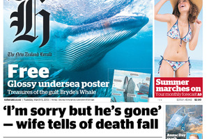 The front page of today's Herald. Photo / NZ Herald