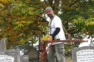 Archaeologist Hans-Dieter Bader uses ground penetrating radar to find unmarked graves in the St Bathans Catholic Cemetery. Photo / Sarah Marquet