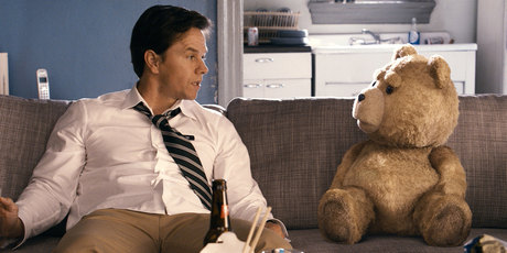 Mark Wahlberg and Ted in the movie Ted. Photo/supplied