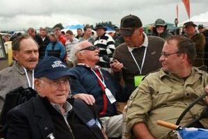Alan Gawith (front left) and Bernard Brown (back left), who is also a veteran of the Battle of Britain. Photo / Wairarapa Times-Age
