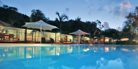 Poolside at the Angourie Rainforest Resort in Yamba, New South Wales. Photo / Supplied