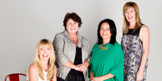 NZ entrepreneurial women Cecilia Robinson, Bronwyn Richardson, Kiri Nathan and Tara Lorigan. Photo / Babiche Martens