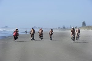 Second annual World Naked Bike Ride organized by Andrew Pointon. Photo / George Novak