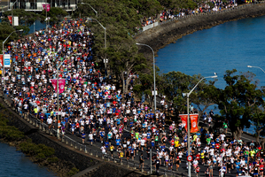 Dehydration and heat stroke were the undoing of some of the 70,00 entrants in the Ports of Auckland Round the Bays event yesterday. Photo / Sarah Ivey