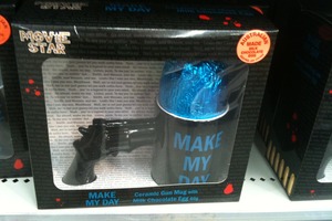 This loosely-themed Dirty Harry mug and gun Easter egg combo was spotted in The Warehouse, Whangaparaoa. Photo / supplied