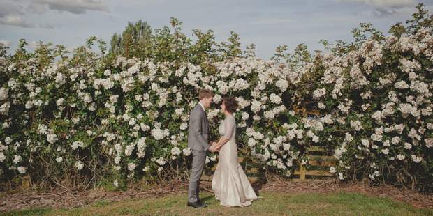 Nathan and Kelly Tiddy on their big day. Photo / Supplied