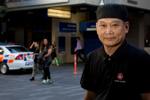 Sumo Sushi owner Kiwoon Kewn often closes early to avoid trouble from drunken, abusive people on Fort St. Photo / Sarah Ivey