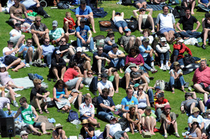 Spectators at the Basin Reserve. Photo / Ross Setford