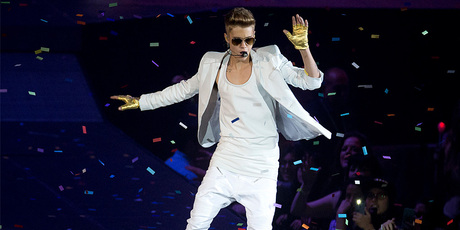 Justin Bieber performs at London's O2 Arena. Photo/AP