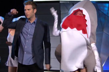 A scene from the 'shark party' held on Comedy Central's The Jeselnik Offensive. Photo / YouTube