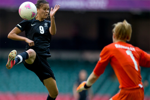 Amber Hearn scored New Zealand's only goal. Photo / Brett Phibbs
