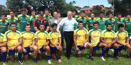 John Key pays a visit to the Brazilian under-19 rugby team. Photo / Claire Trevett John Key pays a visit to the Brazilian under-19 rugby team. Photo / Claire Trevett