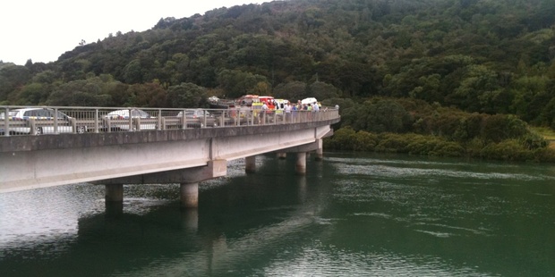The scene at Waiwera River bridge. Photo / Adrienne Rhodes