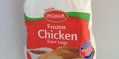 This chicken may look like an oversized frozen table bird but it is only 91 per cent the real thing. Photo / Supplied