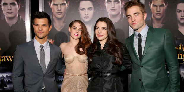 Author Stephenie Meyer (second from right) with members of the 'Twilight' cast. Photo / Getty Images