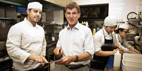 James Jamieson in the kitchen at his St Asaph Street Grill and Stray Dog Bar. Photo / Jason Burgess