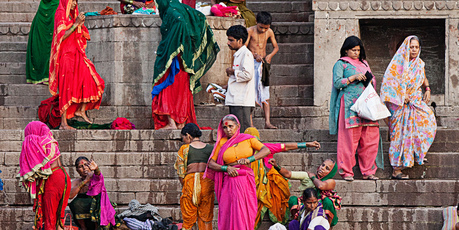 Hawkers and colourful characters of all descriptions line the ghats leading to the sacred Ganges and the busy alleyways behind. Photo / Tessa Chrisp