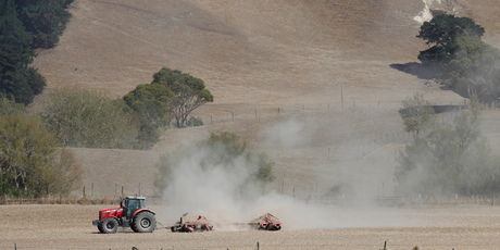 Pastures showing the signs of drought on farms in central Hawkes Bay near Waipawa. Photo / Mark MItchell