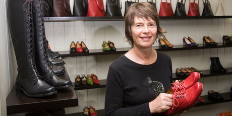 Sandy Cooper, owner of Minnie Cooper, a shoe and handbag shop on Ponsonby Rd in Auckland. Photo / Paul Estcourt