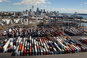 Imports fell more than exports in the latest quarter but the balance on services was a deficit. Photo / Brett Phibbs