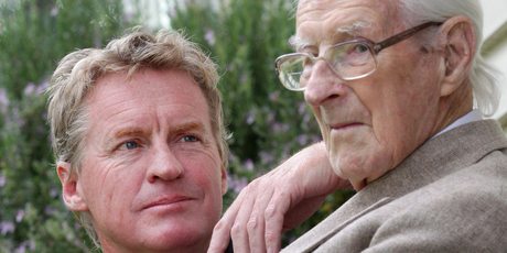 Don McGlashan with his father Bain at home in Auckland.