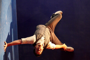 Actor-gymnast Tobias Wegner performs in Leo at the AK Festival, which is in its final week at the Maidment Theatre. Photo / Andy Phillipson