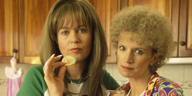 Gina Riley who plays Kim, left, on Kath & Kim has been diagnosed with breast cancer. Photo / Supplied