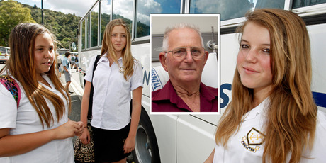 Sam Fife has praised the actions of students Puke Hau, Samantha Calver and Caitlyn Burrell after the steel pipe hit his school bus. Photos / Brett Phibbs, APN