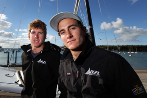 Olympic medalists Peter Burling and Blair Tuke. Photo / Doug Sherring