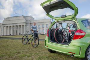 Stowing bicycles in the Jazz is a breeze - lift them in, secure them and the job is done! Photo / Ted Baghurst