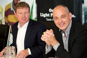 Chairman John Wilson (left) with CEO Theo Spierings, says global dairy prices have risen. Photo / Bruce Jarvis