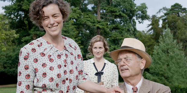 Hyde Park on Hudson looks at the relationship between Franklin D. Roosevelt (Bill Murray, right), had with Daisy Suckley (Laura Linney, centre), despite being married to Eleanor (Olivia Williams). Photo / Supplied