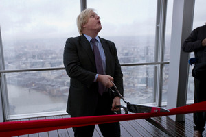 Johnson looked surprised and distinctly uncomfortable as the presenter asked him about his being fired by the Times newspaper for making up a quote. Photo / AP