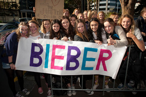 Auckland fans of Justin Bieber. Photo / Greg Bowker