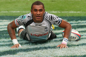 Jasa Veremalua of Fiji celebrates scoring a try during the cup semi final match between Fiji and New Zealand. Photo / Getty Images