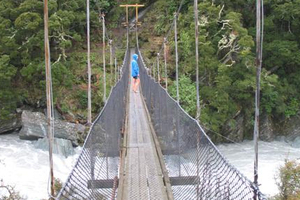 The 35-year-old bridge on the track to the Rob Roy Glacier in the Mt Aspiring National Park is due to be replaced next month. Photo / Mark Price