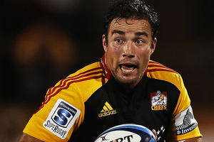 Richard Kahui of the Chiefs makes a break during the round seven Super Rugby match between the Chiefs and the Blues. Photo / Getty Images.