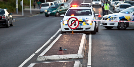 The scene of a hit-and-run accident on Auckland's Dominion Road, Mount Eden. Photo / Neville Marriner
