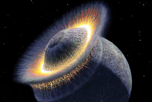 An artistic impression of the moon's creation. Photo / Supplied