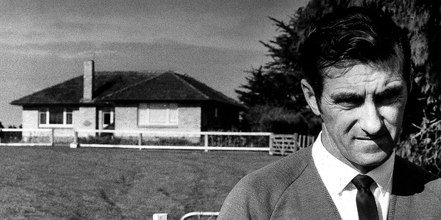 Detective Inspector Bruce Hutton at the murder scene during the investigation that led to the conviction of Arthur Thomas for the Crewe murders. Photo / File