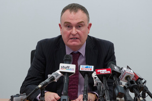 State Services Commissioner Ian Rennie during his press conference in Wellington. Photo / Mark MItchell